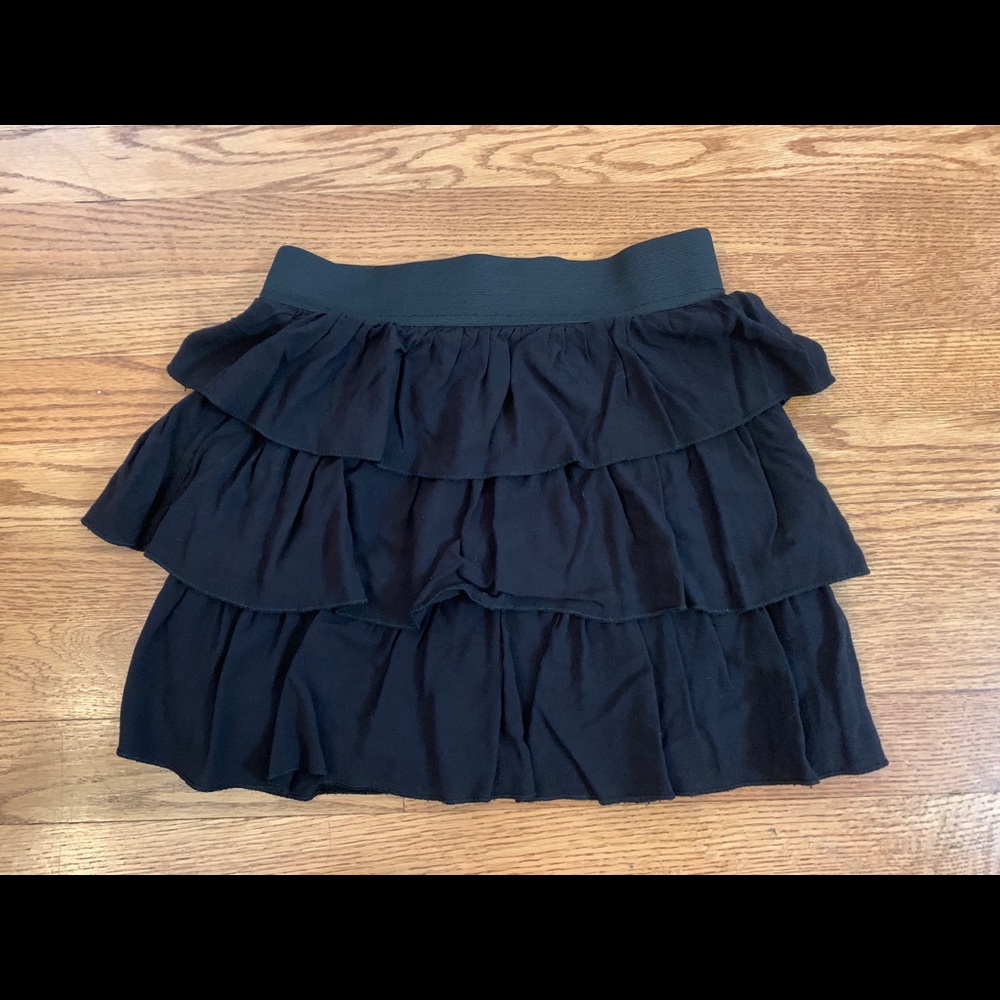 Black Ruffled Skater Skirt